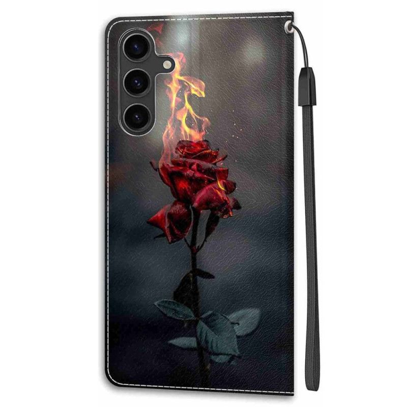 Housse Samsung Galaxy S24 5G Rose Feu à Lanière