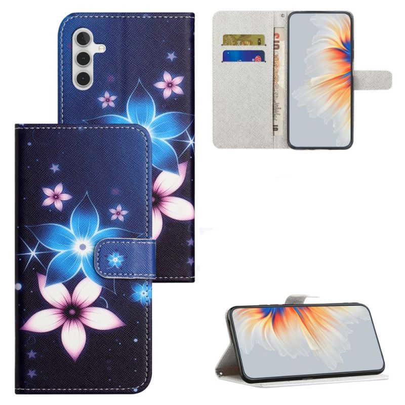 Housse Samsung Galaxy S24 FE Fleurs Lunaires à Lanière