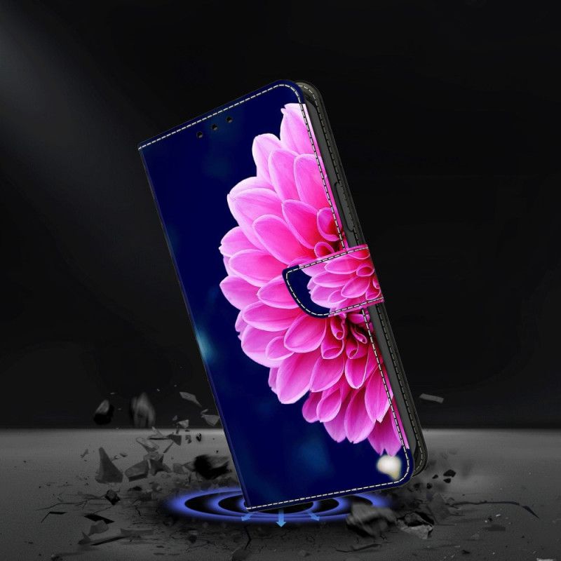 Housse Samsung Galaxy S24 Plus 5G Fleurs Roses sur Fond Bleu