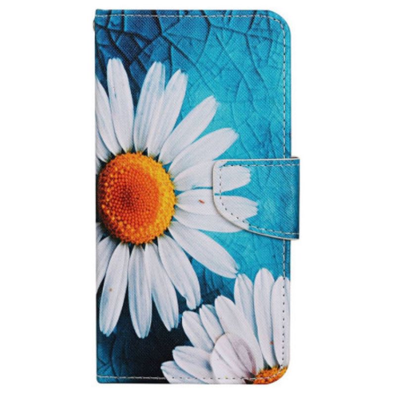 Housse Samsung Galaxy S24 Ultra 5G Grandes Chrysanthèmes à Lanière