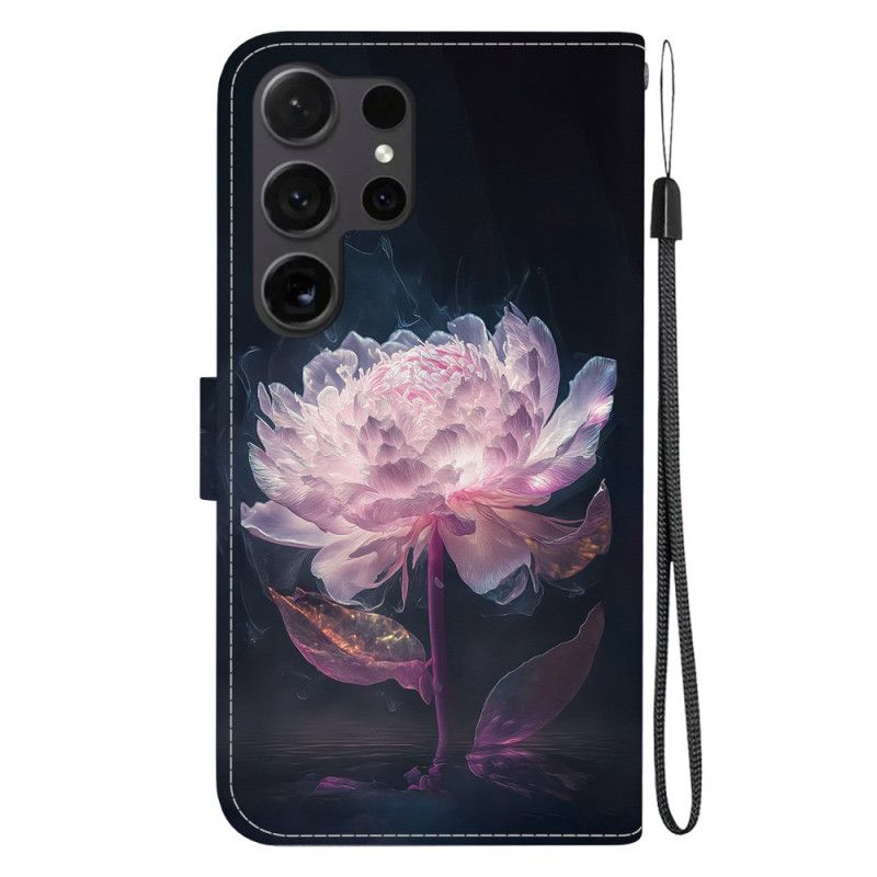 Housse Samsung Galaxy S24 Ultra 5G Pivoine Pourpre à Lanière