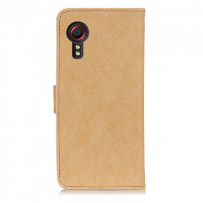 Housse Samsung Galaxy XCover 5 Simili Cuir Fendu Rétro Khazneh