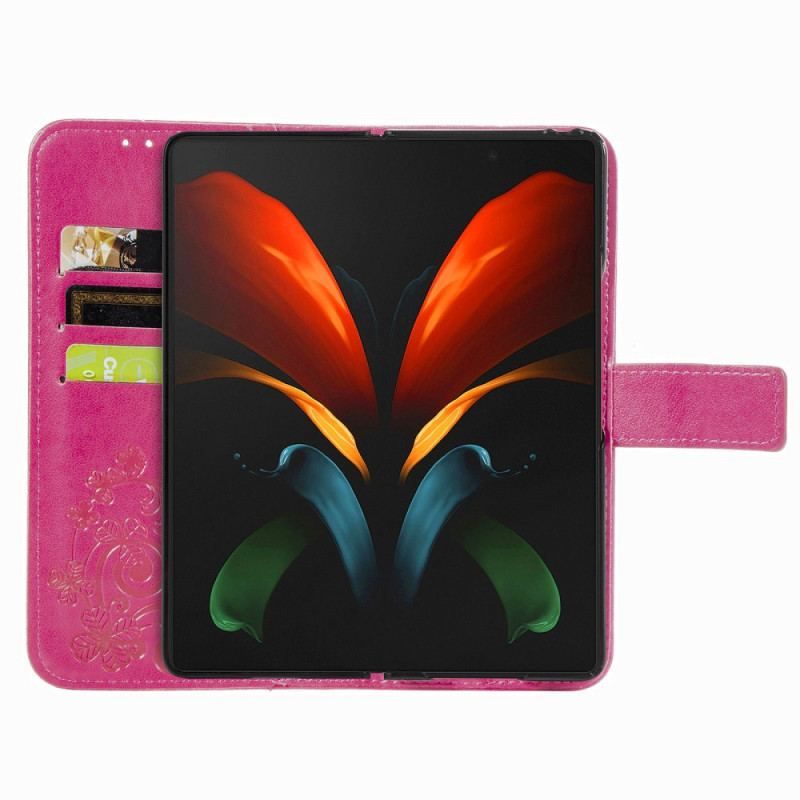 Housse Samsung Galaxy Z Fold 4 Motif Trèfles avec Lanière