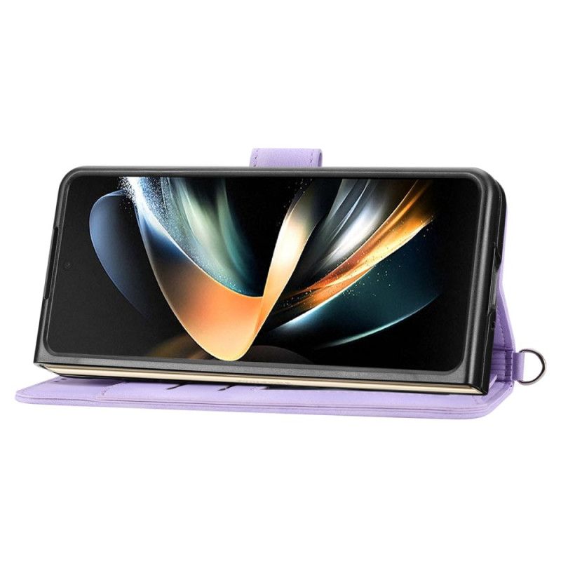 Housse Samsung Galaxy Z Fold 6 Motif Dentelle avec Lanière et Bandoulière