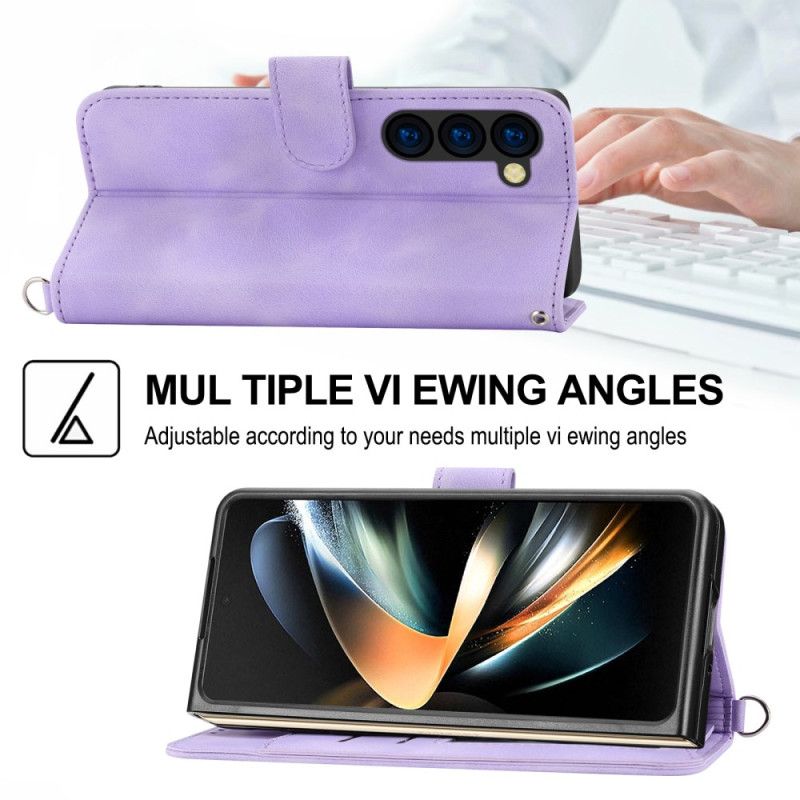 Housse Samsung Galaxy Z Fold 6 Motif Dentelle avec Lanière et Bandoulière