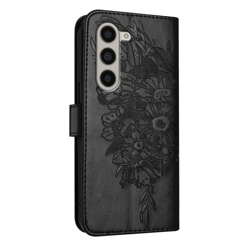 Housse Samsung Galaxy Z Fold 6 Papillon Floral à Lanière