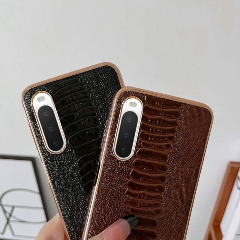 Coque Sony Xperia 10 IV Cuir Véritable Style Crocodile