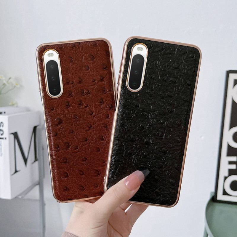 Coque Sony Xperia 10 IV Véritable Cuir Style Autruche