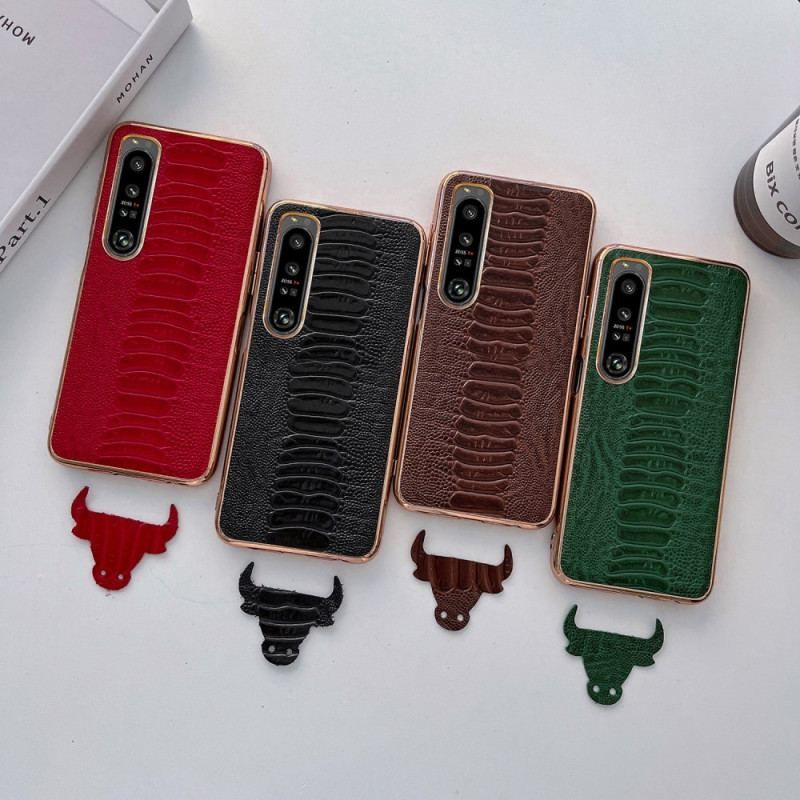 Coque Sony Xperia 5 IV Cuir Véritable Style Crocodile