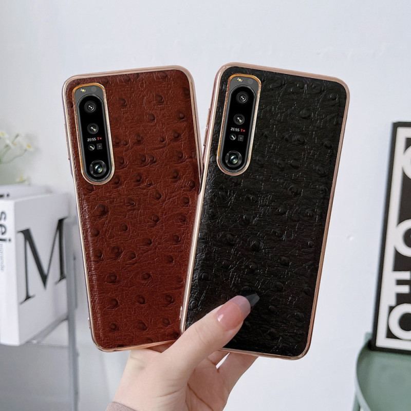 Coque Sony Xperia 5 IV Véritable Cuir Style Autruche