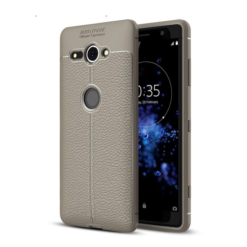 Coque Sony Xperia Xz2 Compact Effet Cuir Litchi Double Line