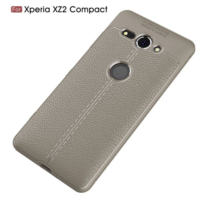 Coque Sony Xperia Xz2 Compact Effet Cuir Litchi Double Line