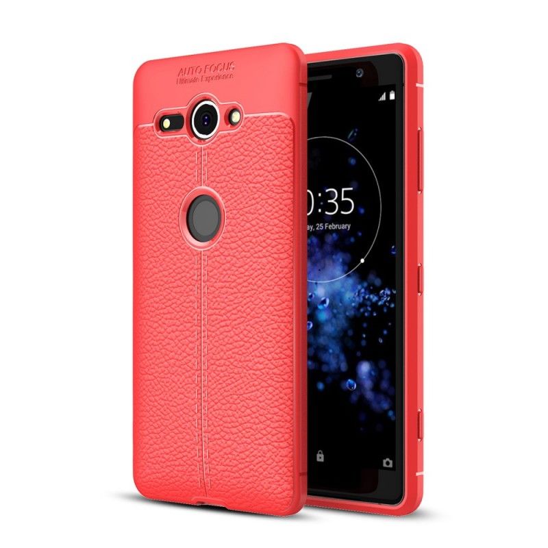 Coque Sony Xperia Xz2 Compact Effet Cuir Litchi Double Line