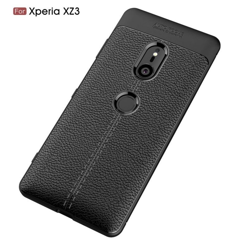 Coque Sony Xperia Xz3 Effet Cuir Litchi Double Line