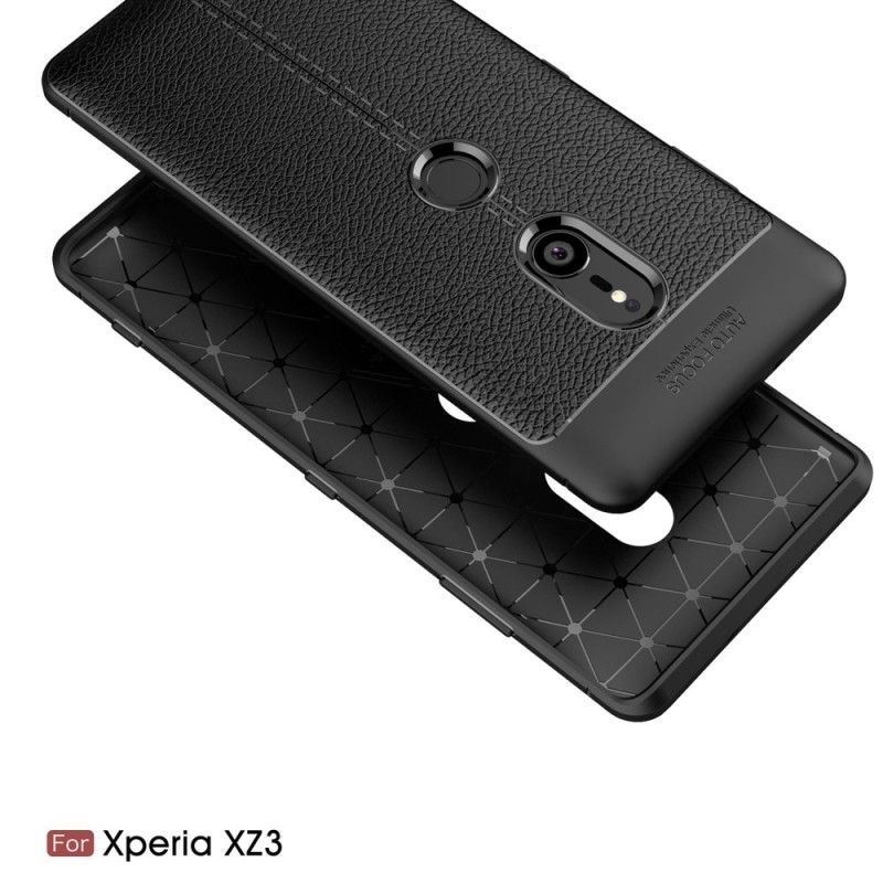 Coque Sony Xperia Xz3 Effet Cuir Litchi Double Line