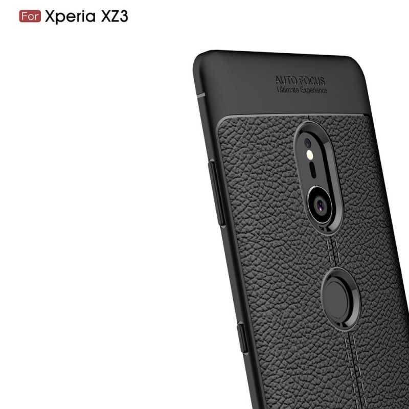 Coque Sony Xperia Xz3 Effet Cuir Litchi Double Line