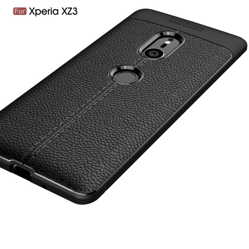 Coque Sony Xperia Xz3 Effet Cuir Litchi Double Line