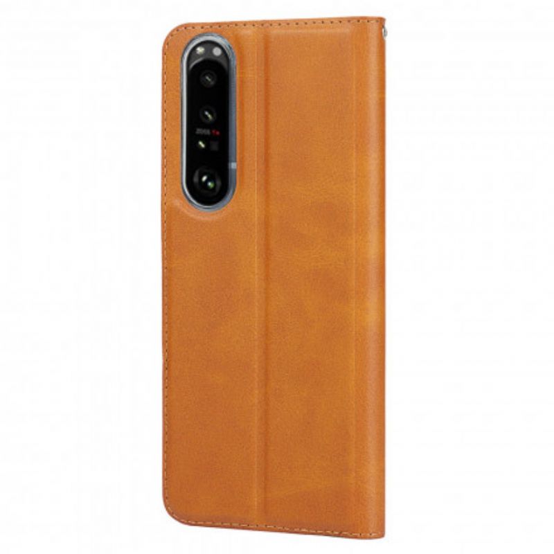 Flip Cover Pour Sony Xperia 1 III Simili Cuir Classe À Lanière