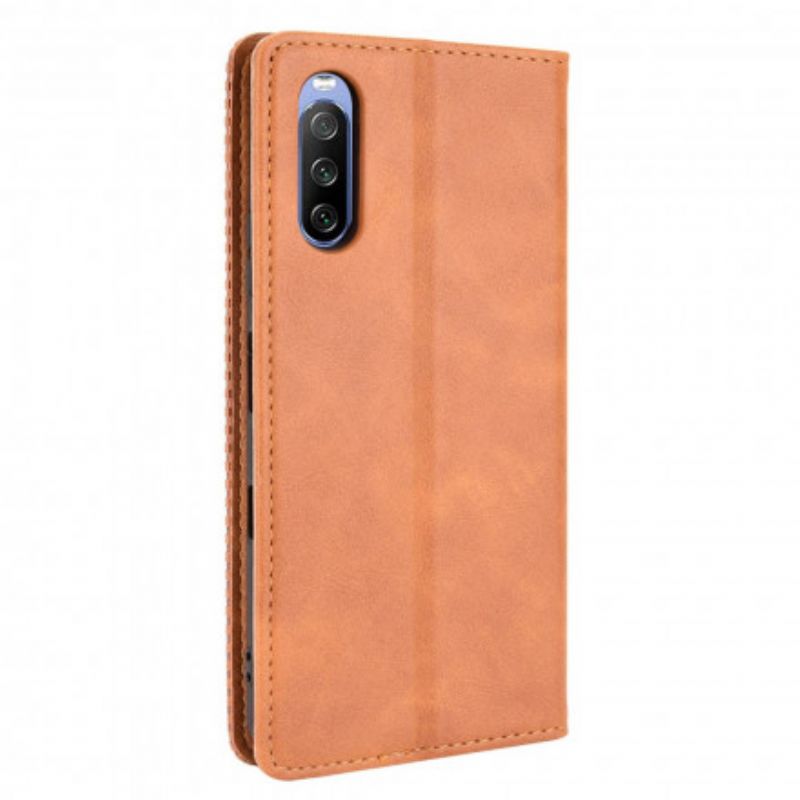 Flip Cover Sony Xperia 10 III Effet Cuir Vintage Stylisé