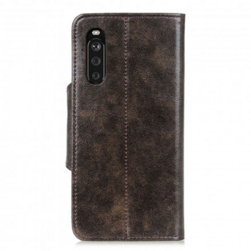 Housse Sony Xperia 10 III Simili Cuir Bouton Verni