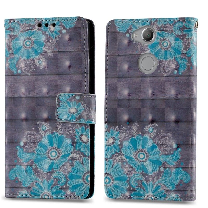 Housse Sony Xperia Xa2 Fleurs Bleues 3d