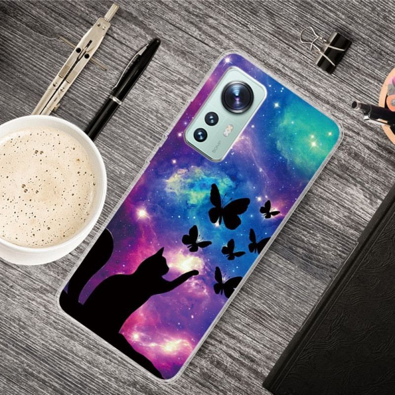 Coque  Xiaomi 12 / 12X  Chat et Papillons dans l'Espace