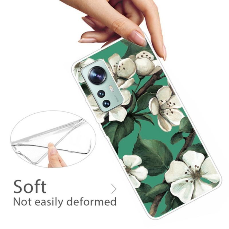 Coque  Xiaomi 12 / 12X  Silicone Fleurs Blanches