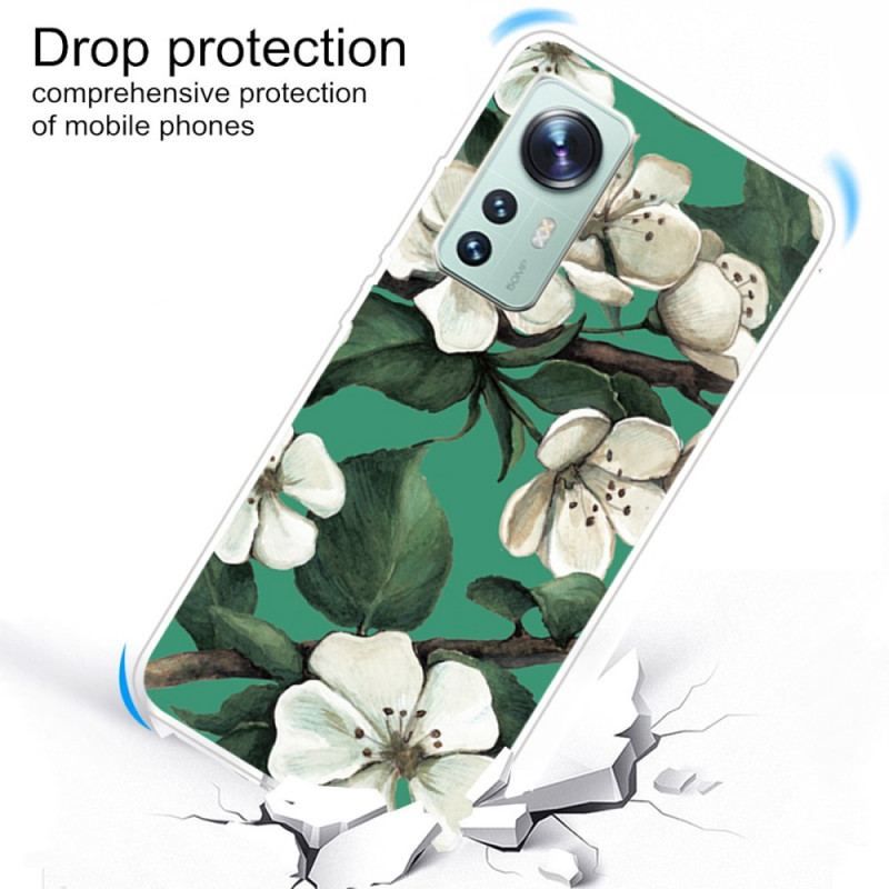 Coque  Xiaomi 12 / 12X  Silicone Fleurs Blanches