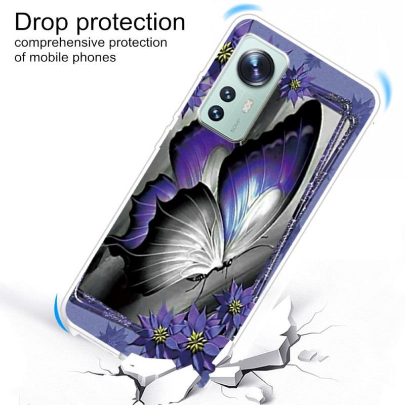 Coque  Xiaomi 12 / 12X  Silicone Papillon Violet