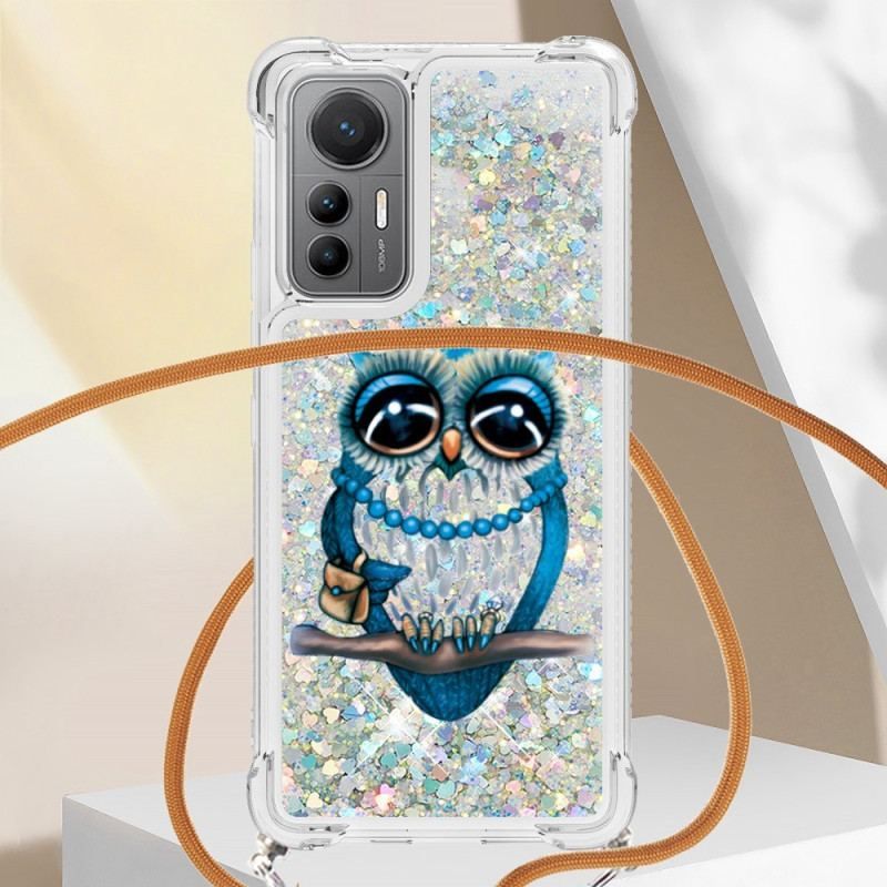 Coque Xiaomi 12 Lite à Cordon Paillettes Mrs Hibou