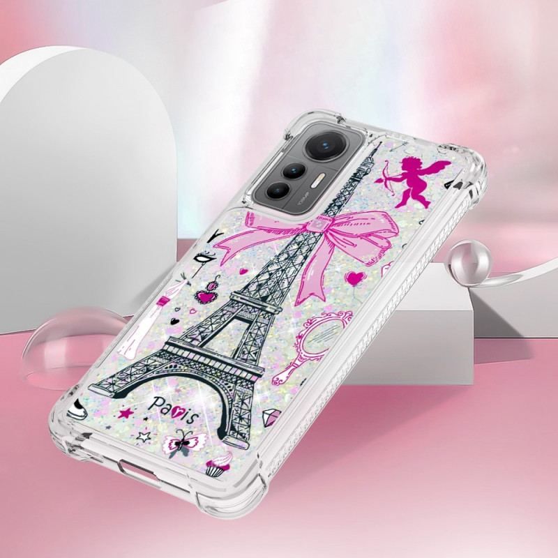 Coque Xiaomi 12 Lite Paillettes Tour Eiffel