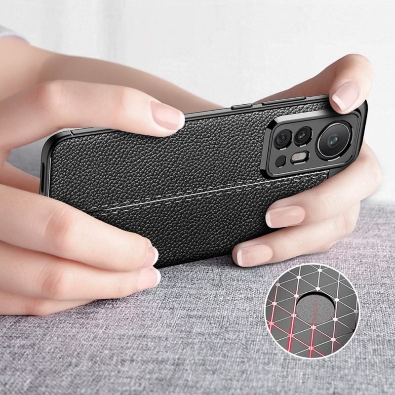 Coque Xiaomi 12 Pro Effet Cuir Litchi Double Line