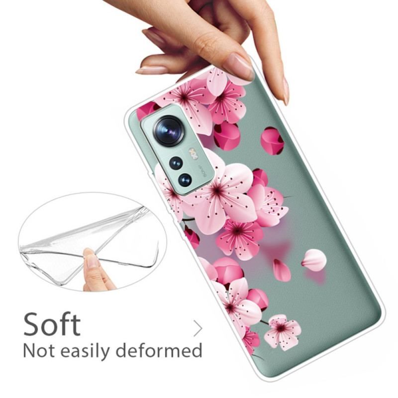 Coque Xiaomi 12 Pro Silicone Fleurs Roses