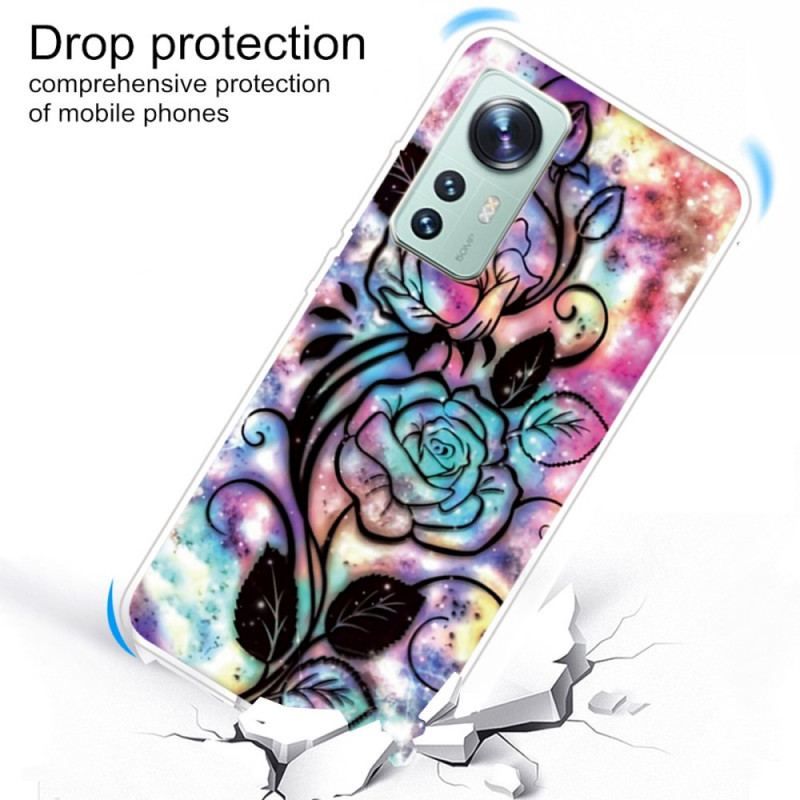 Coque Xiaomi 12 Pro Silicone Florale Graphique