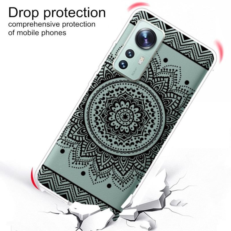 Coque Xiaomi 12 Pro Silicone Mandala Noir