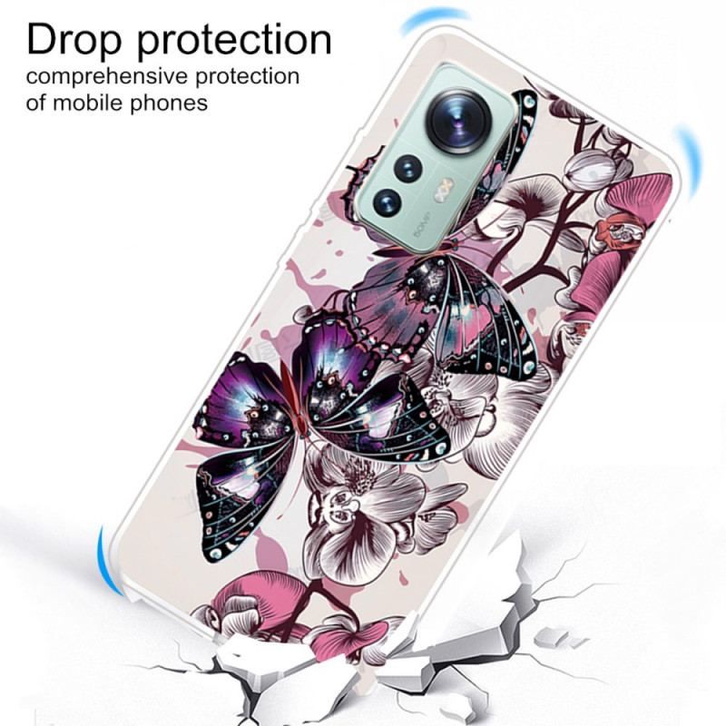 Coque Xiaomi 12 Pro Silicone Papillons