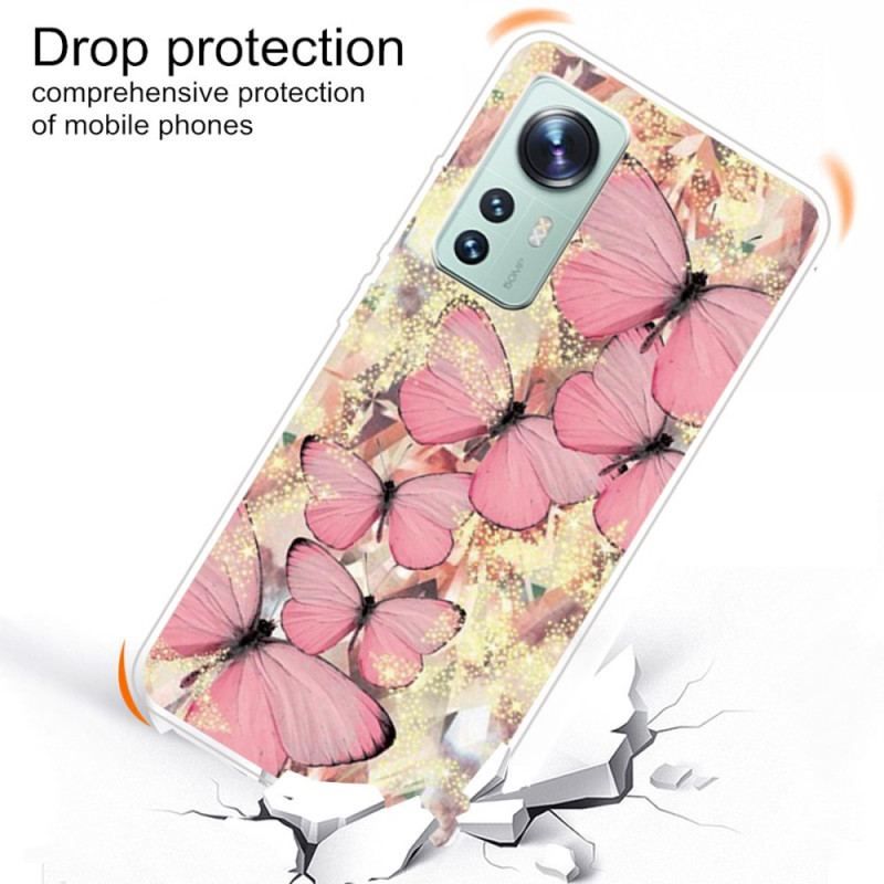 Coque Xiaomi 12 Pro Silicone Papillons