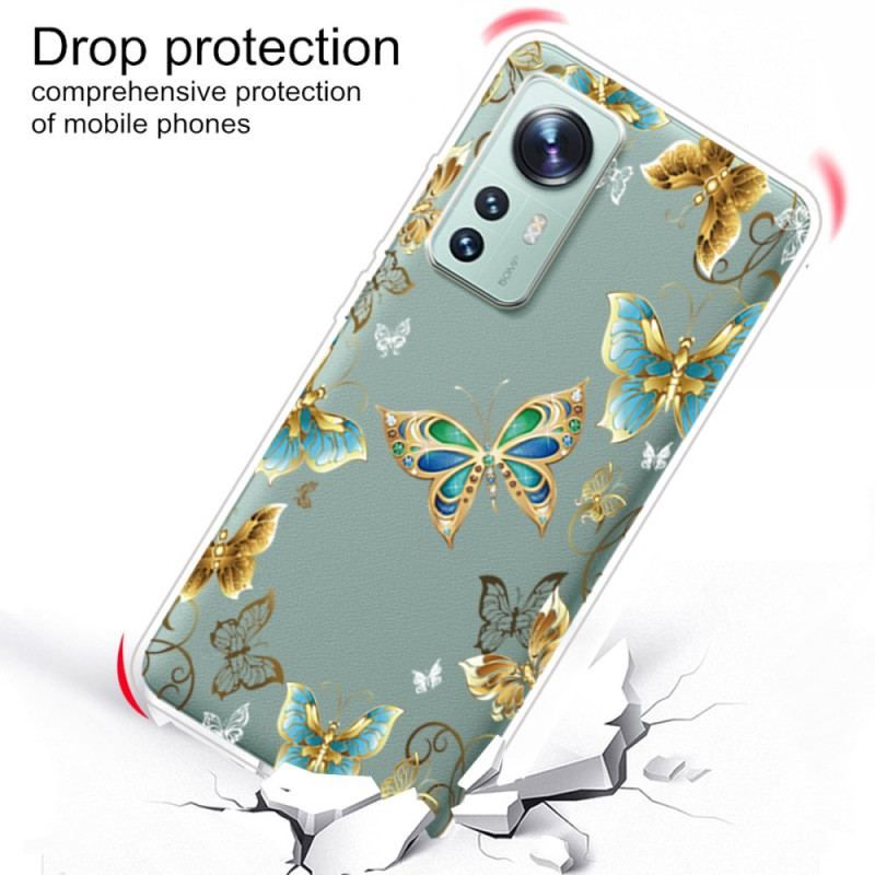 Coque Xiaomi 12 Pro Silicone Papillons