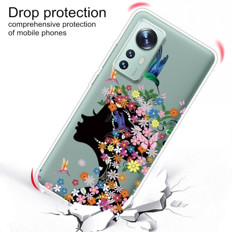 Coque Xiaomi 12 Pro Silicone Tête Fleurie