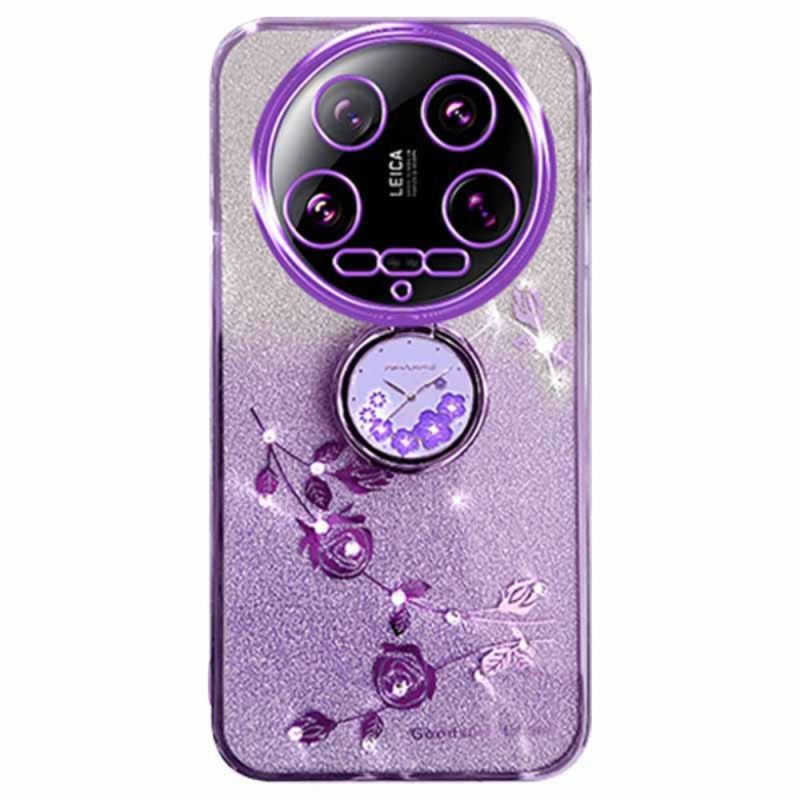 Coque Xiaomi 14 Ultra Paillettes et Fleurs Support KADEM