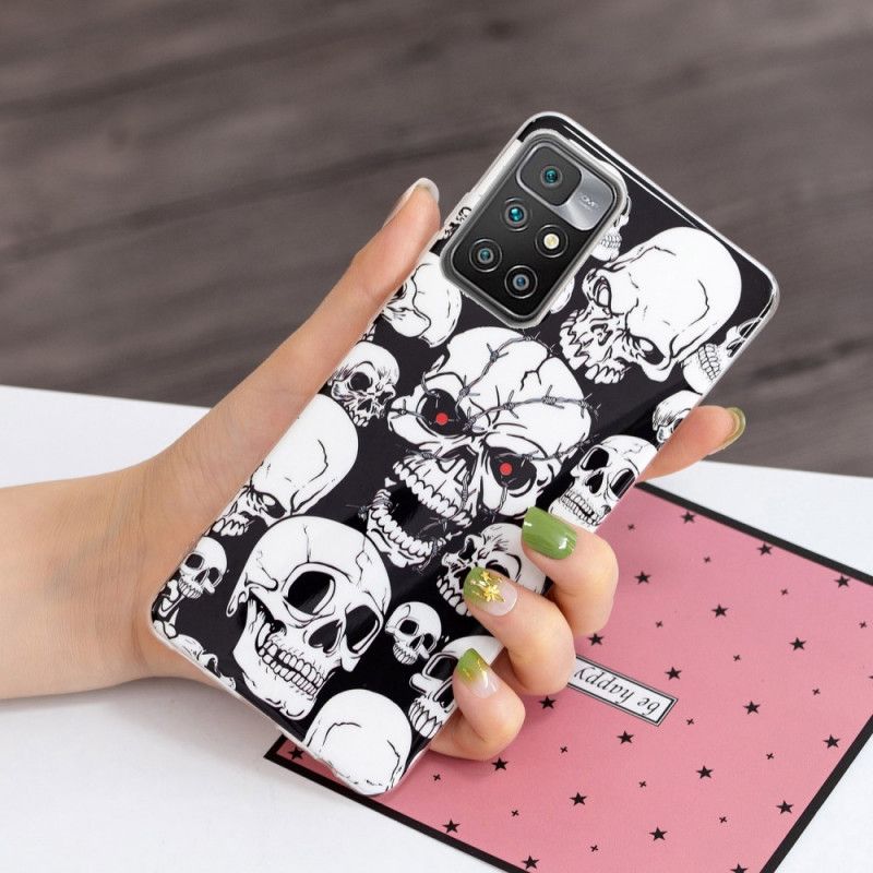 Coque Xiaomi Redmi 10 Attention Têtes De Mort Fluorescente