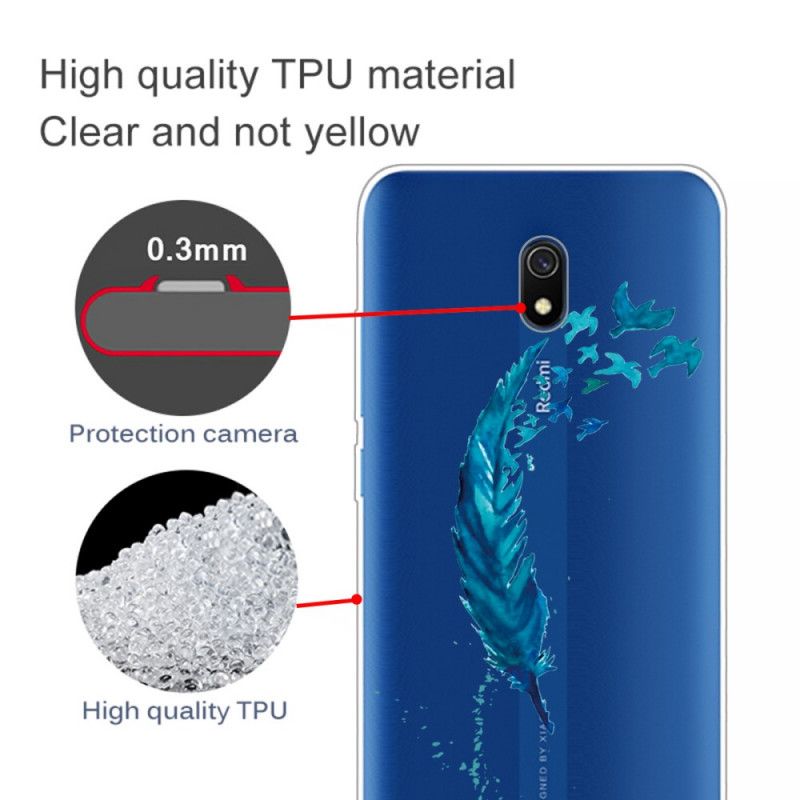 Coque Xiaomi Redmi 8a Belle Plume Bleue