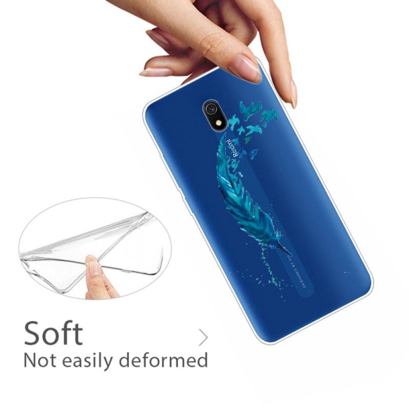 Coque Xiaomi Redmi 8a Belle Plume Bleue