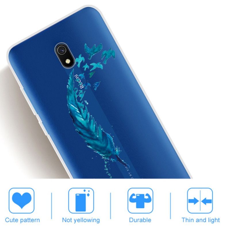 Coque Xiaomi Redmi 8a Belle Plume Bleue