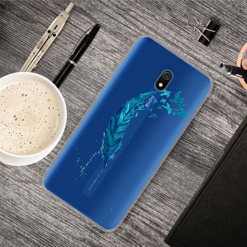 Coque Xiaomi Redmi 8a Belle Plume Bleue