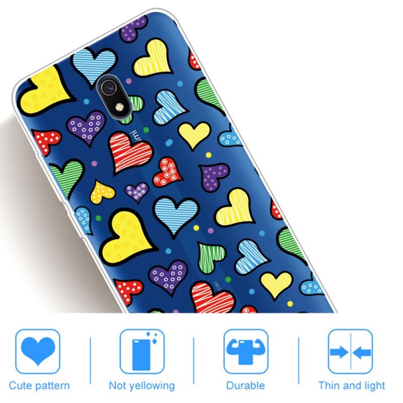 Coque Xiaomi Redmi 8a Coeurs Multicolors