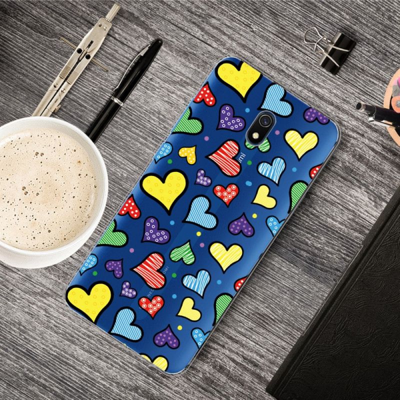 Coque Xiaomi Redmi 8a Coeurs Multicolors