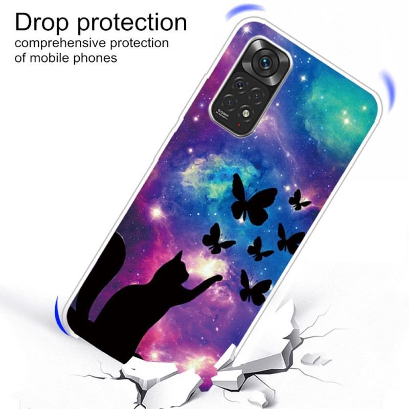 Coque Xiaomi Redmi Note 11 Pro / Note 11 Pro 5G Chat et Papillons Dans l'Espace