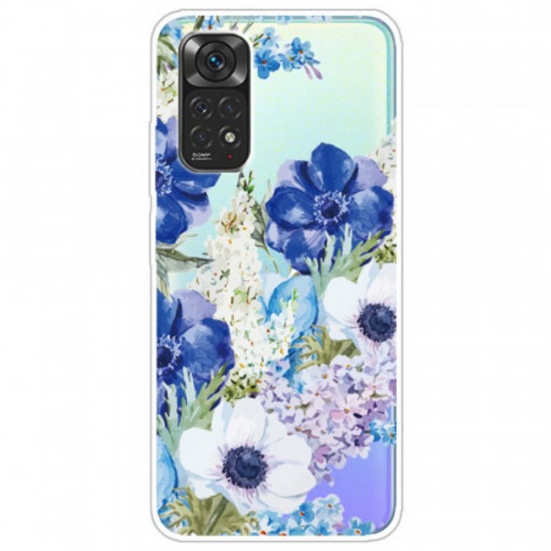 Coque Xiaomi Redmi Note 11 Pro / Note 11 Pro 5G Fleurs Bleues Aquarelle