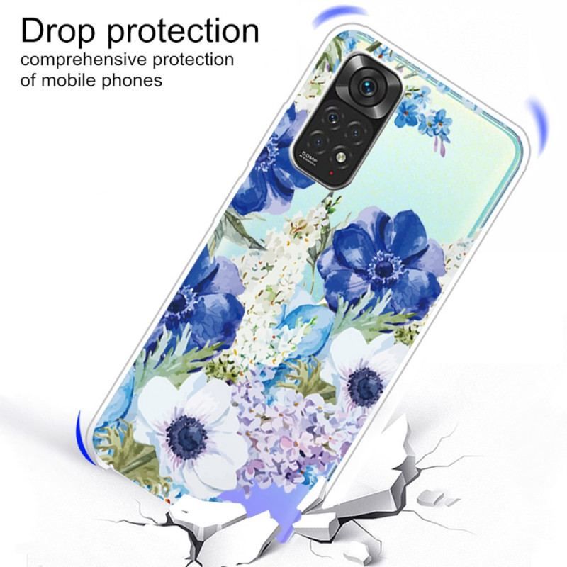 Coque Xiaomi Redmi Note 11 Pro / Note 11 Pro 5G Fleurs Bleues Aquarelle